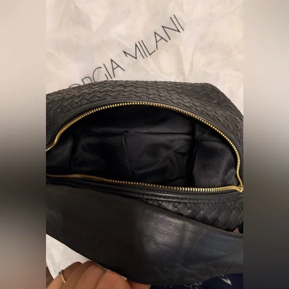 Giorgia Milano Black Woven Leather Bag - Picture 3 of 4